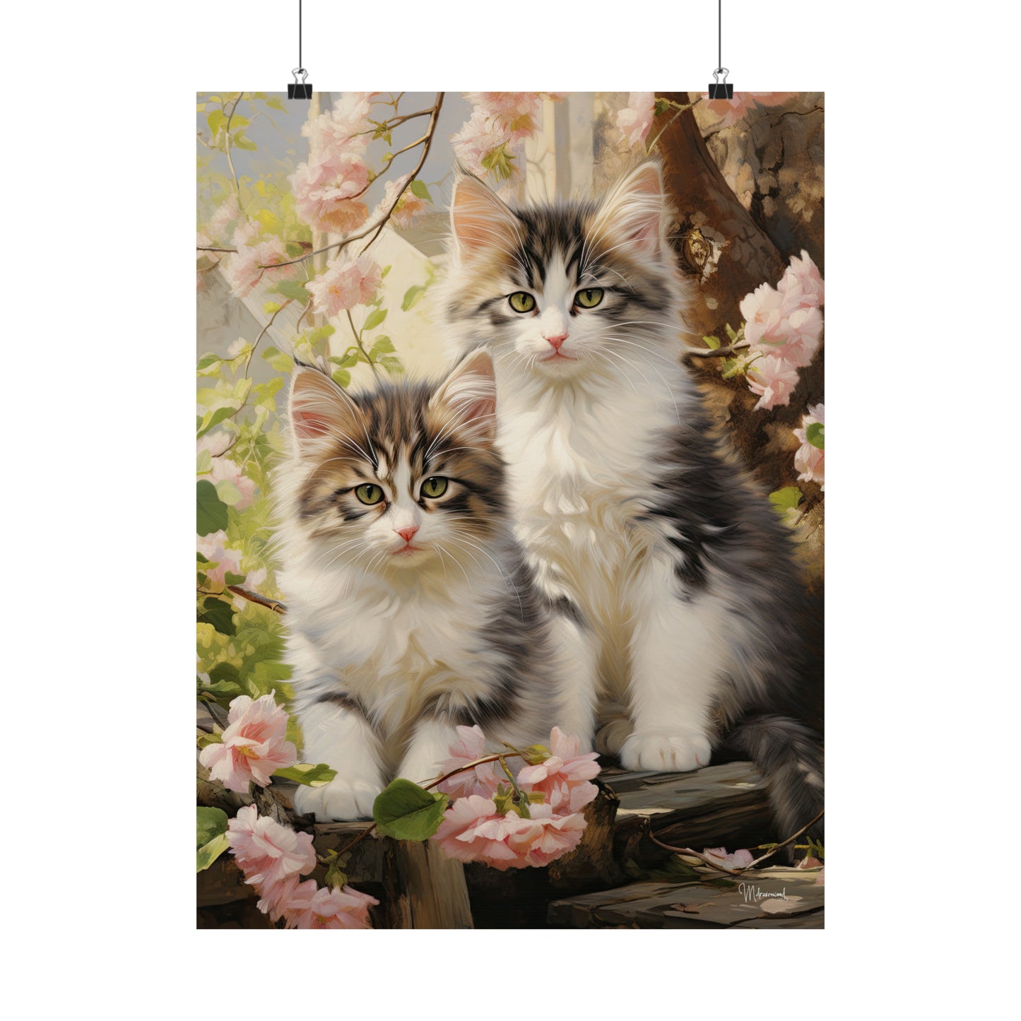 Kittens Floral Premium Matte Vertical Posters