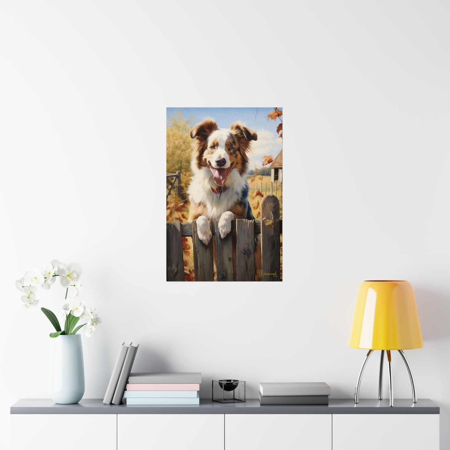 Australian shepherd in the Country Premium Matte Vertical Posters