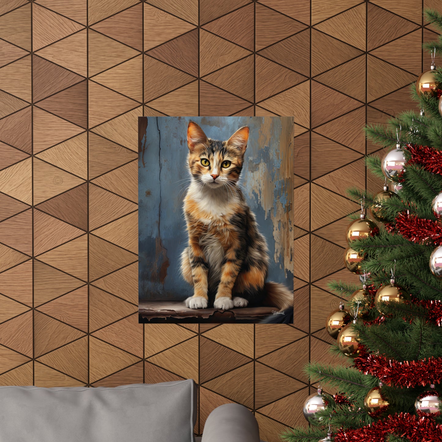 Calico Cat Grunge Premium Matte Vertical Posters