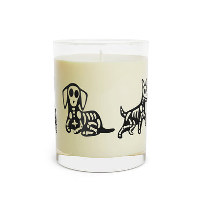 Halloween Skeleton Dog Scented Candle - Full Glass, 11oz