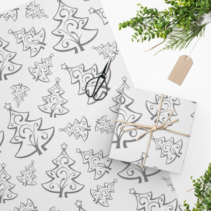 White Christmas Tree Wrapping Paper