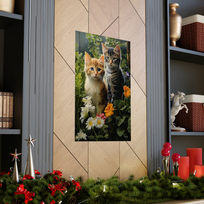 Kittens in the Garden Premium Matte Vertical Posters