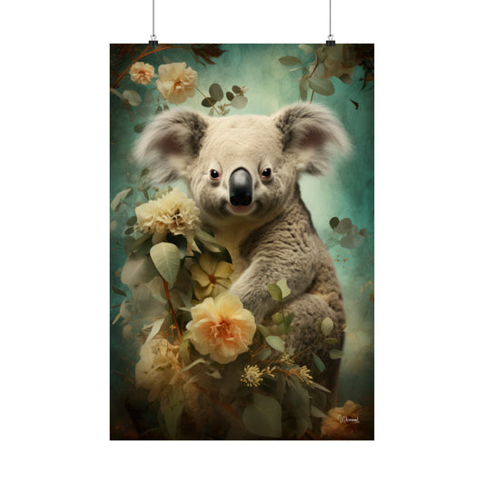 Koala Bear Floral Premium Matte Vertical Posters