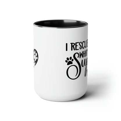 I Rescue Cats Two-Tone Coffee Mugs, 15oz