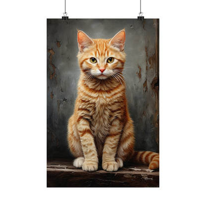 Orange Tabby Kitten Grunge Premium Matte Vertical Posters