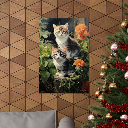 Kittens in the Garden Premium Matte Vertical Posters