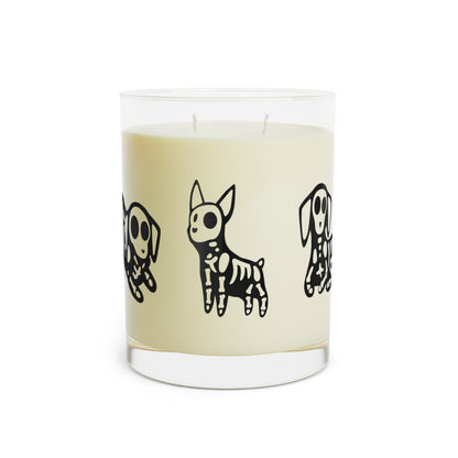 Halloween Skeleton Dog Scented Candle - Full Glass, 11oz