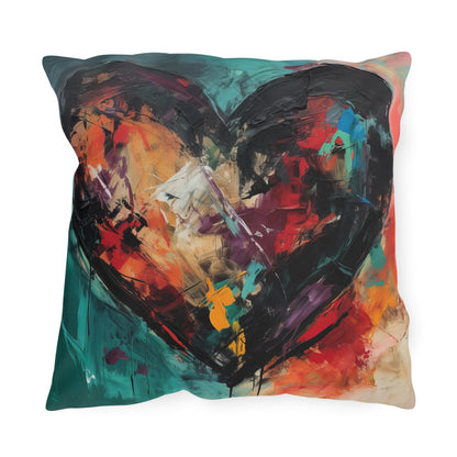 Heart Impression Oil Painting Print Outdoor Pillows