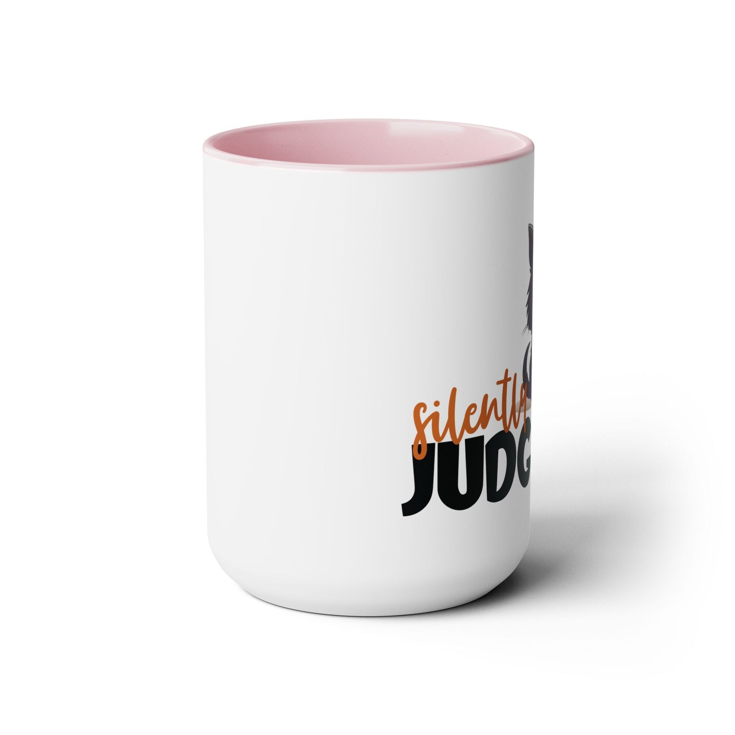 Silently Judging- Black Cat Two-Tone Coffee Mugs, 15oz