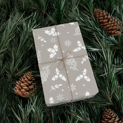 Silver Holly Gift Wrap Papers