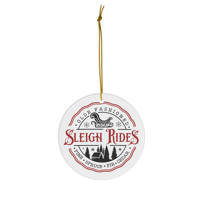 Old Fashioned Sleigh Rides - Hot Coco & Blankets Ceramic Ornament