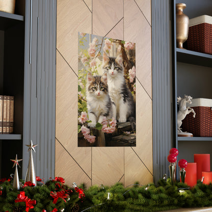 Kittens Floral Premium Matte Vertical Posters