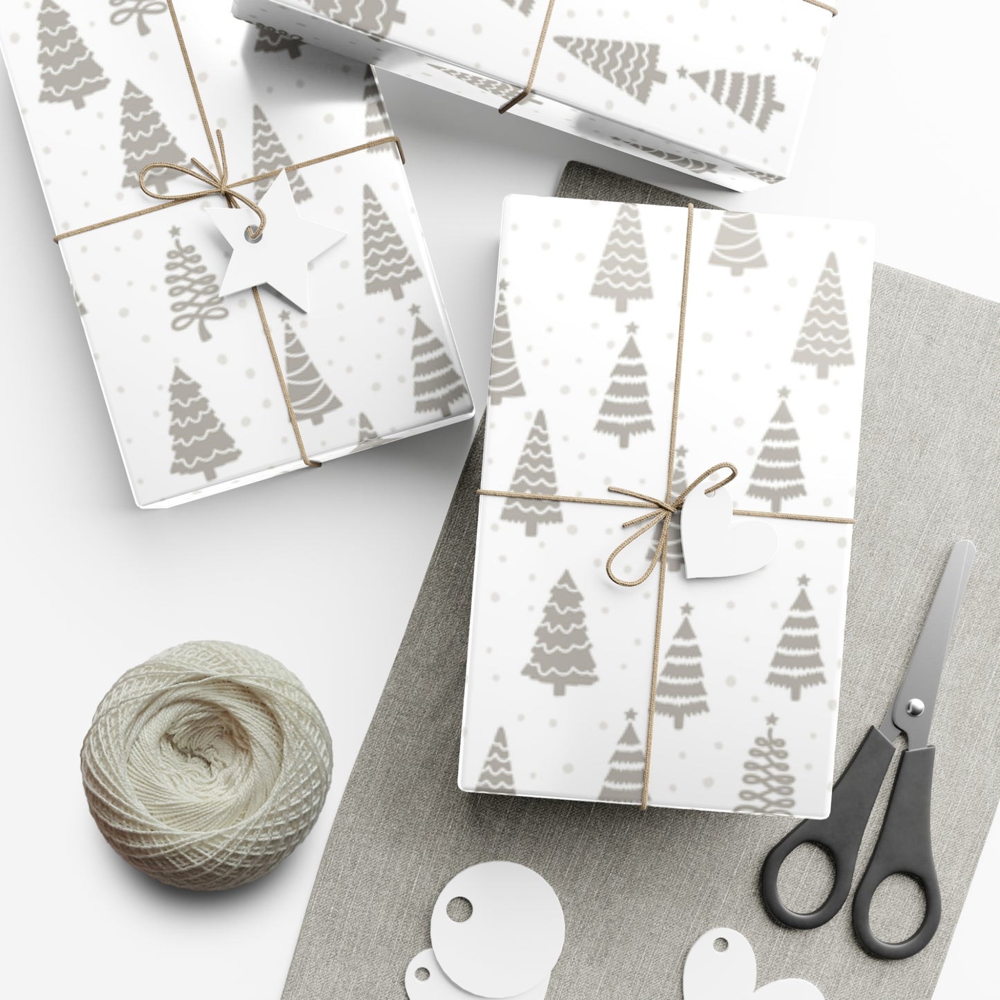 Silver Christmas Tree Gift Wrap Papers