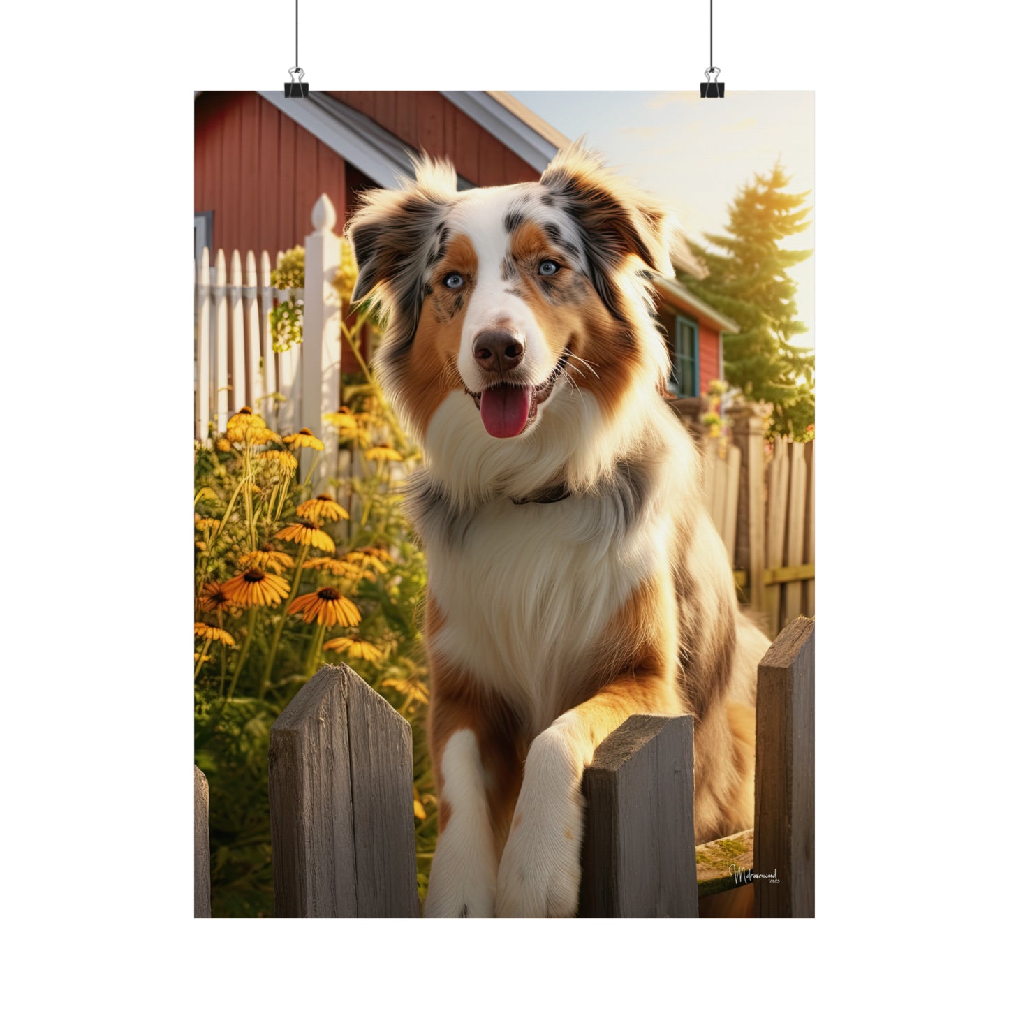 Australian Shepherd on the Farm Premium Matte Vertical Posters