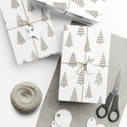 Silver Christmas Tree Gift Wrap Papers