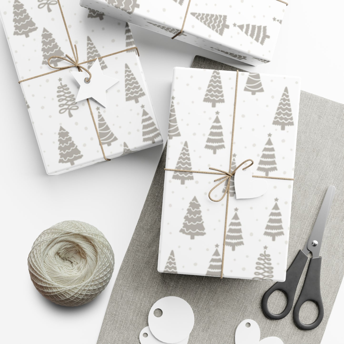 Silver Christmas Tree Gift Wrap Papers