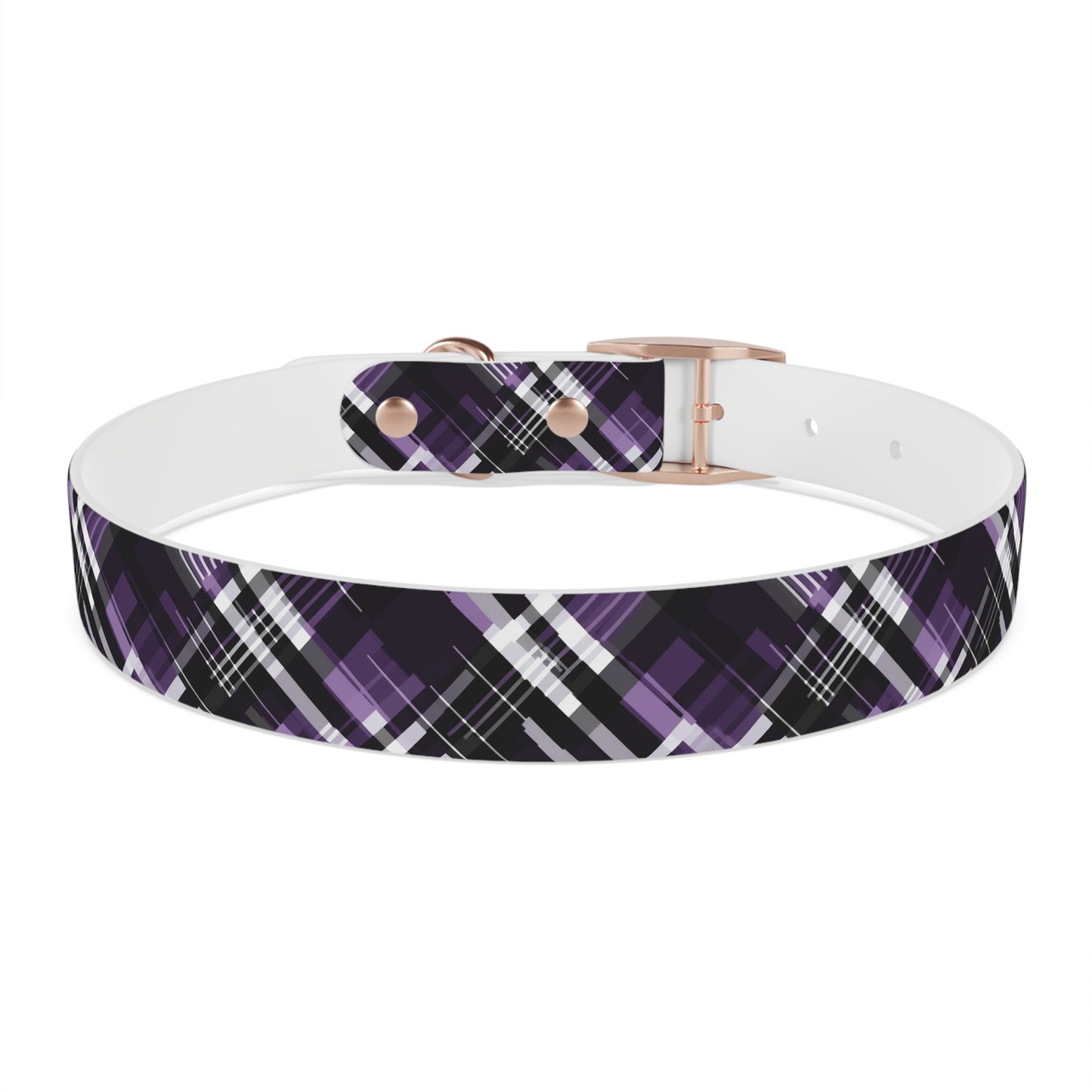 Sassy Pet's Purple, Black & White Plaid Leash Collar