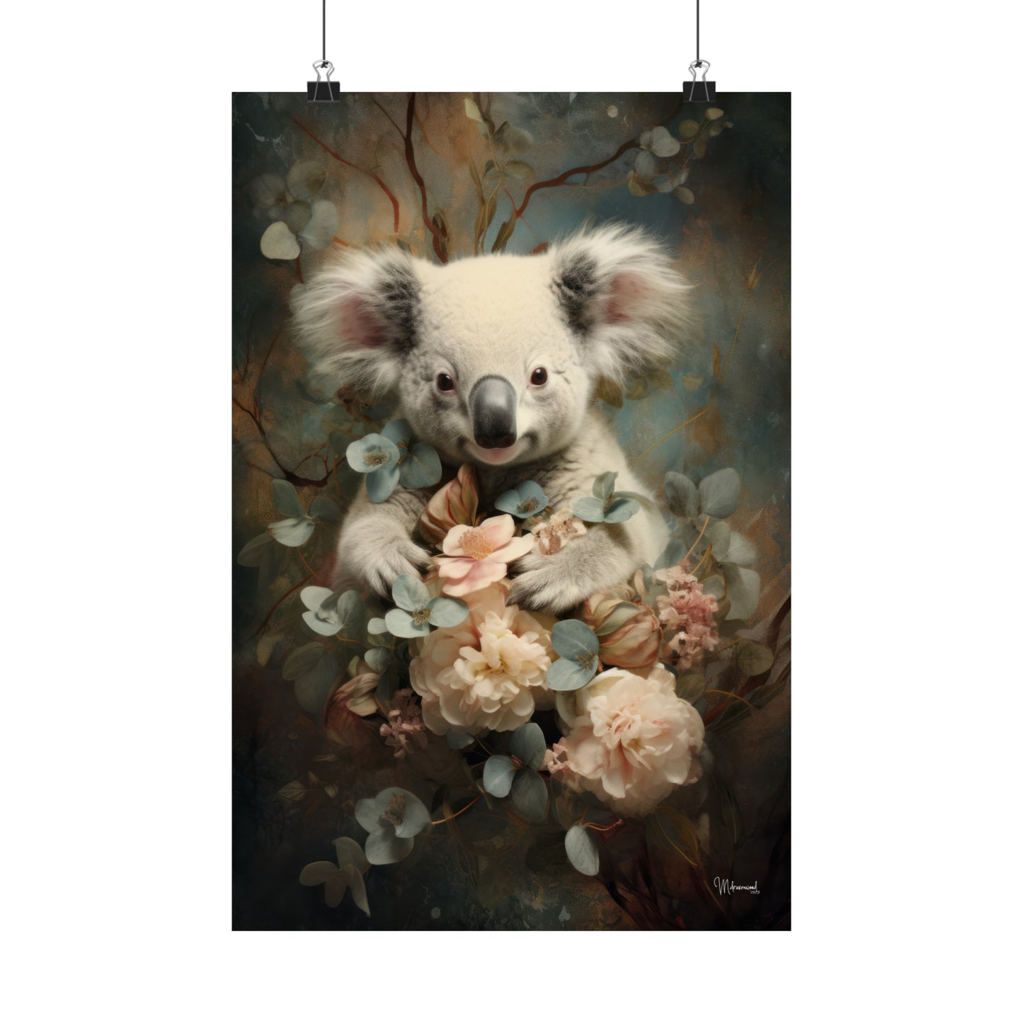 Koala Bear Floral Premium Matte Vertical Posters