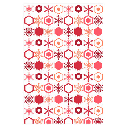 Orange & Red Geometric Snowflakes Wrapping Paper