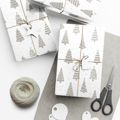 Silver Christmas Tree Gift Wrap Papers