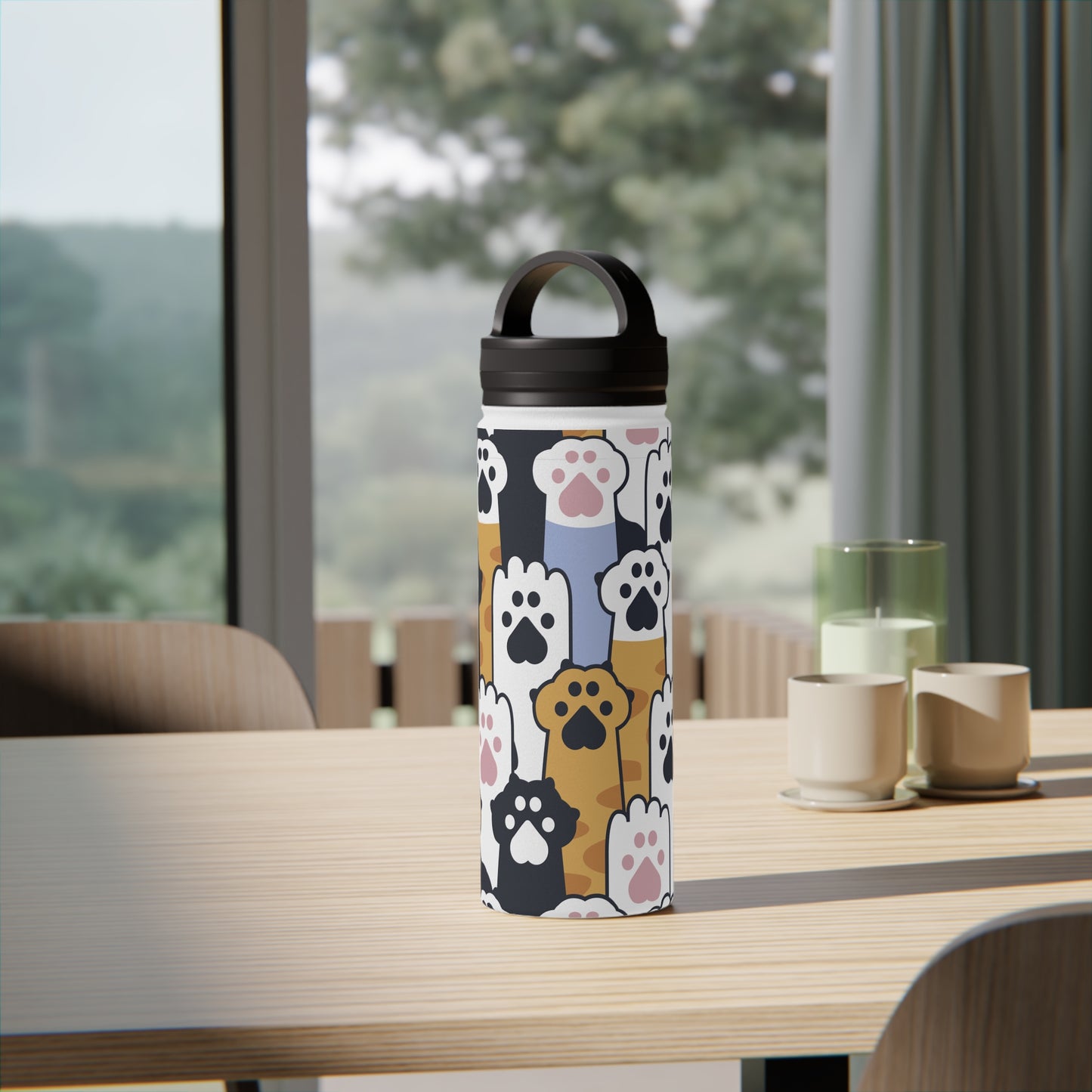 Talk to the Paw! Stainless Steel Water Bottle, Handle Lid