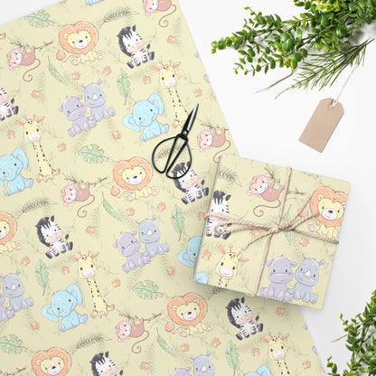 Safari Yellow Baby Shower Wrapping Paper