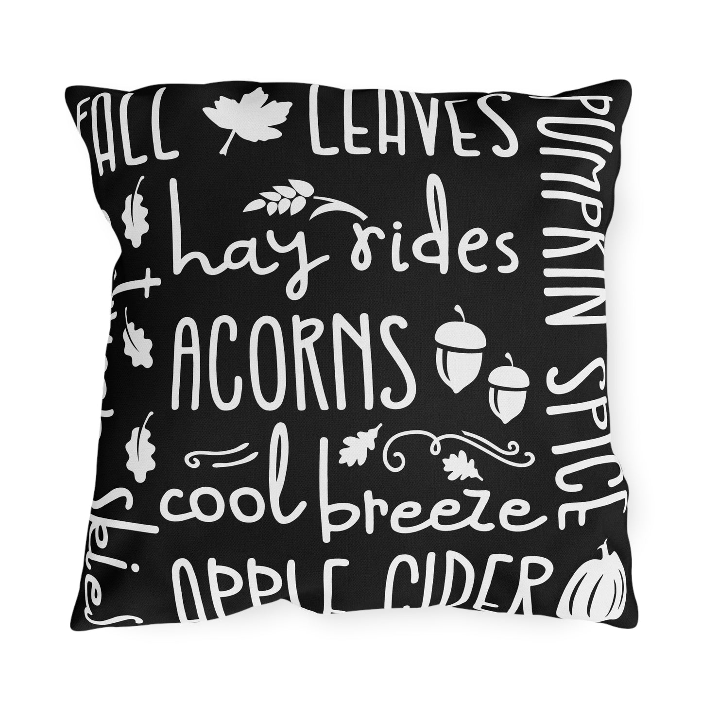 Fall Delights in Black & Buffalo Plaid Outdoor Pillows