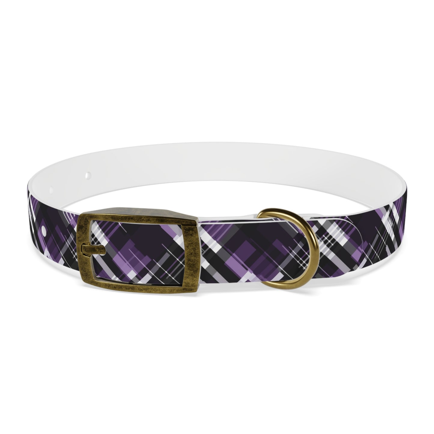 Sassy Pet's Purple, Black & White Plaid Leash Collar