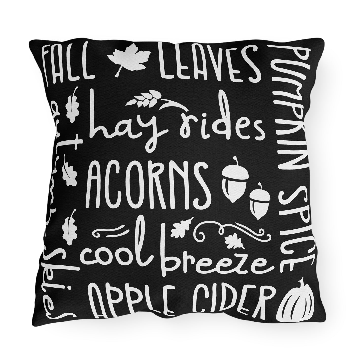 Fall Delights in Black & Buffalo Plaid Outdoor Pillows