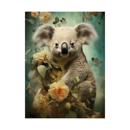 Koala Bear Floral Premium Matte Vertical Posters