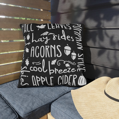 Fall Delights in Black & Buffalo Plaid Outdoor Pillows