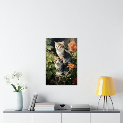 Kittens in the Garden Premium Matte Vertical Posters