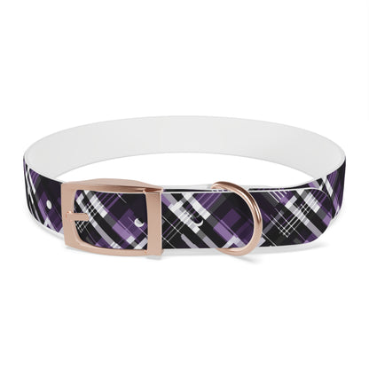 Sassy Pet's Purple, Black & White Plaid Leash Collar