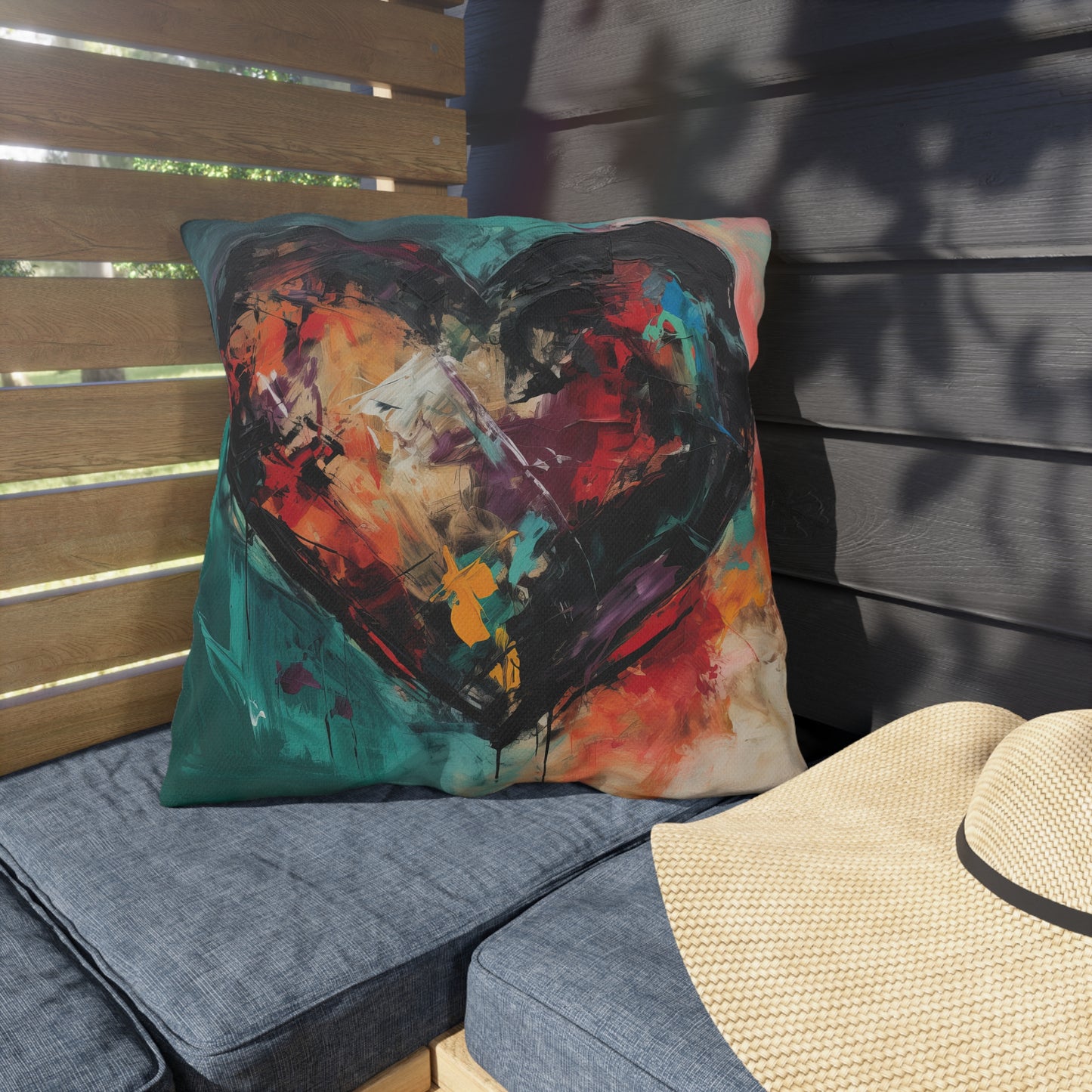 Heart Impression Oil Painting Print Outdoor Pillows