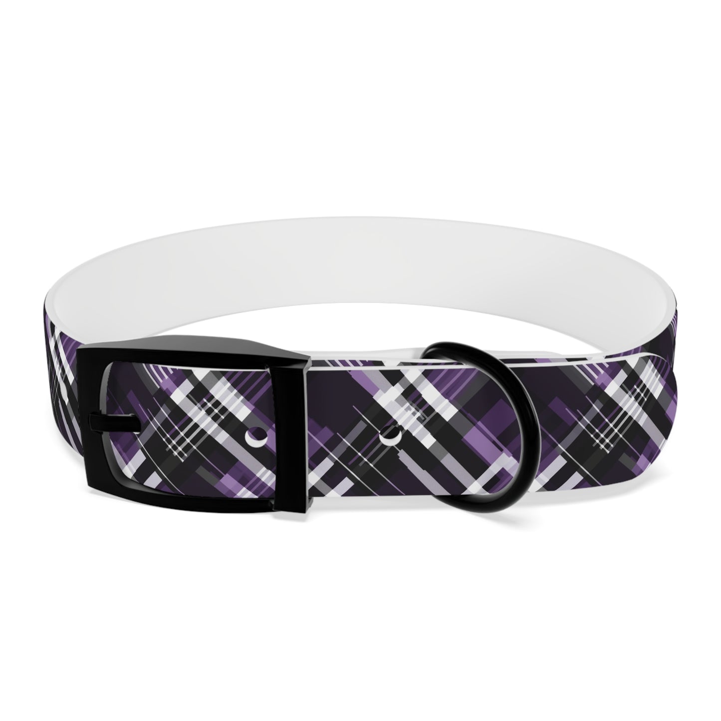 Sassy Pet's Purple, Black & White Plaid Leash Collar