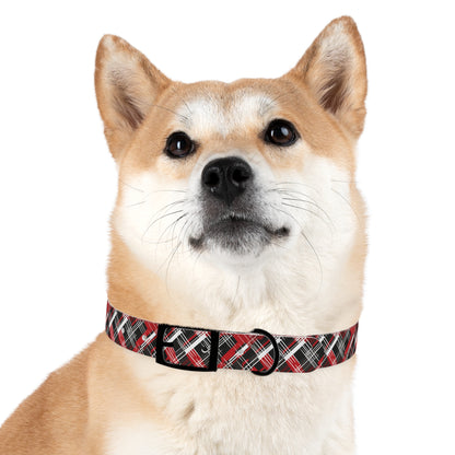 Sassy Pet's Red, Black & White Plaid Dog Collar