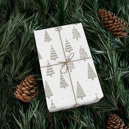 Silver Christmas Tree Gift Wrap Papers