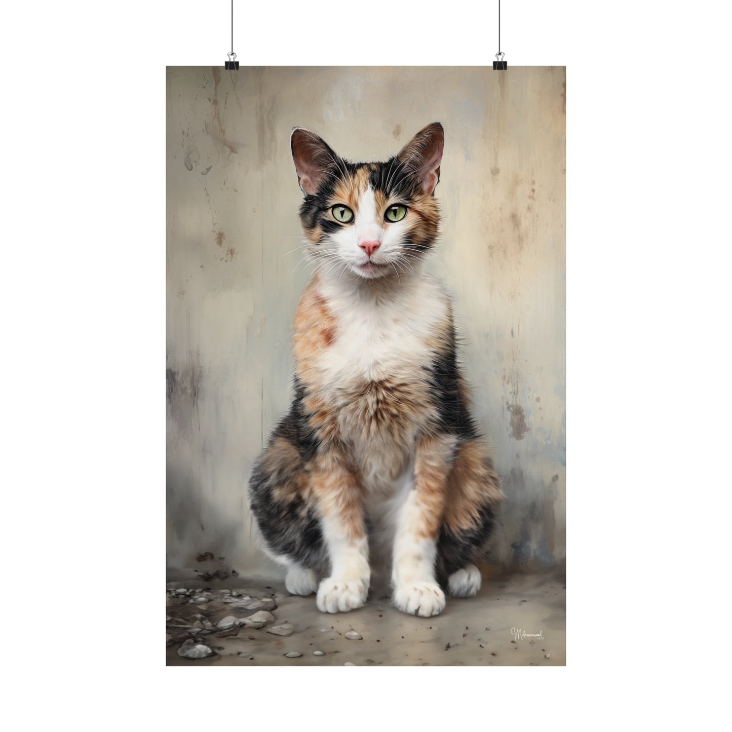 Calico Cat Grunge Premium Matte Vertical Posters