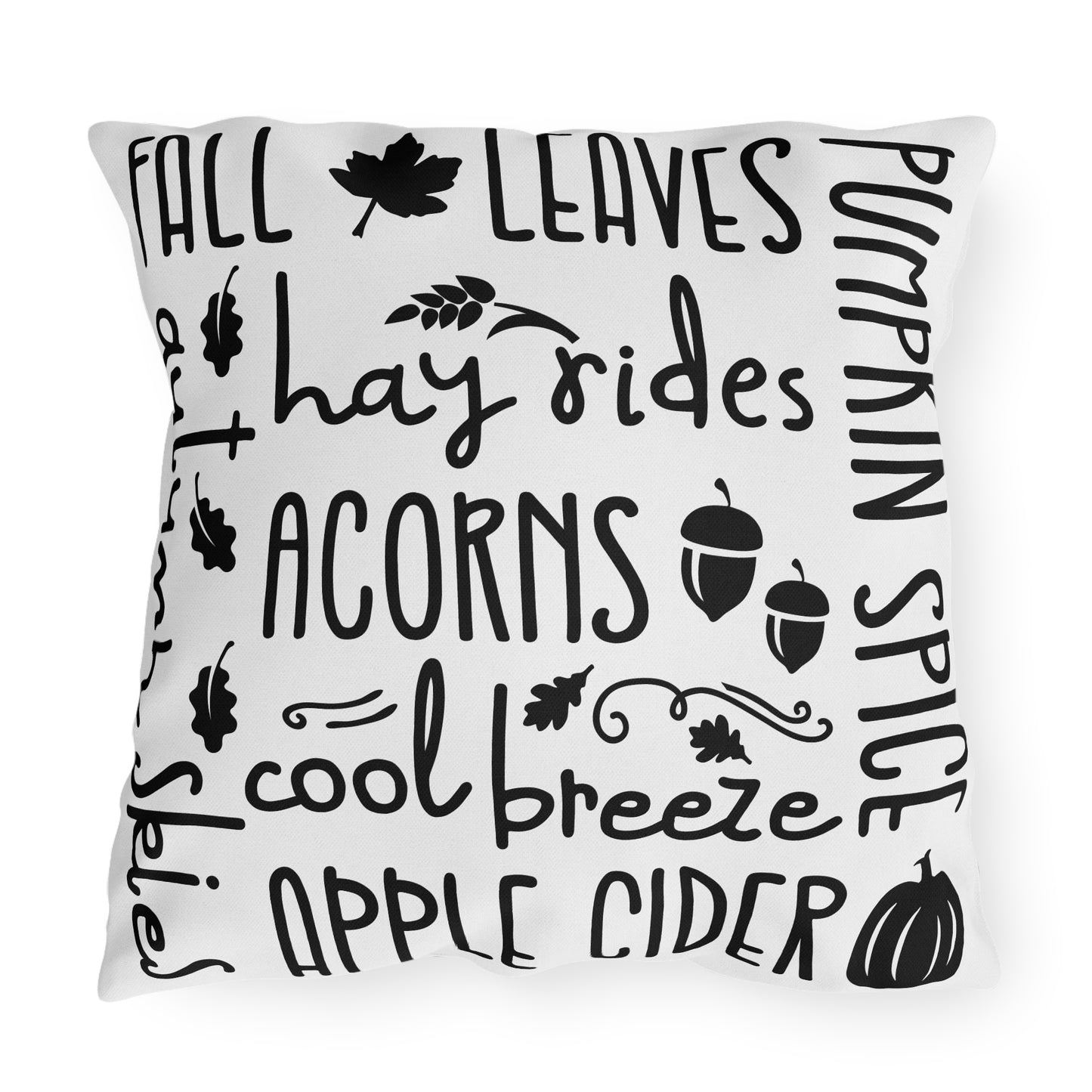 Fall Delights in White & Buffalo Plaid Outdoor Pillows