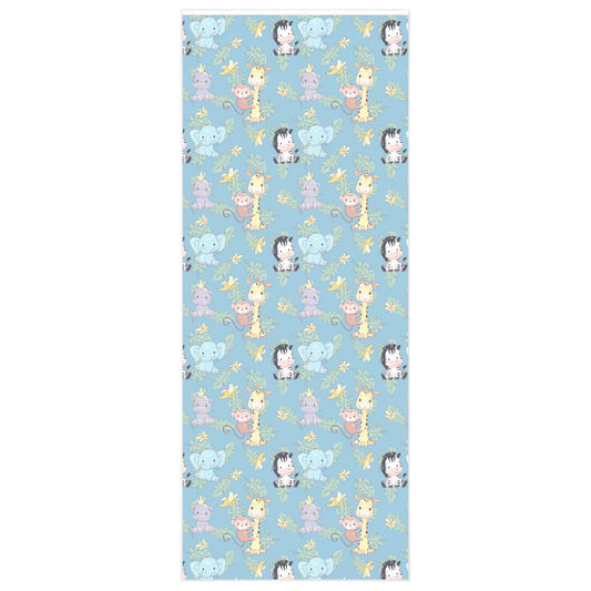 Safari Blue Baby Shower Wrapping Paper