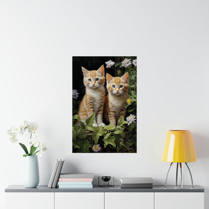 Kittens in the Garden Premium Matte Vertical Posters