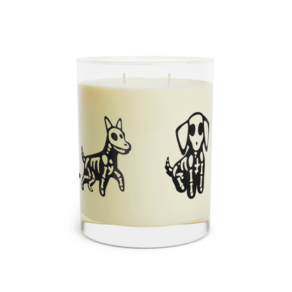 Halloween Skeleton Dog Scented Candle - Full Glass, 11oz