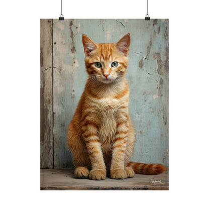 Orange Tabby Kitten Grunge Premium Matte Vertical Posters