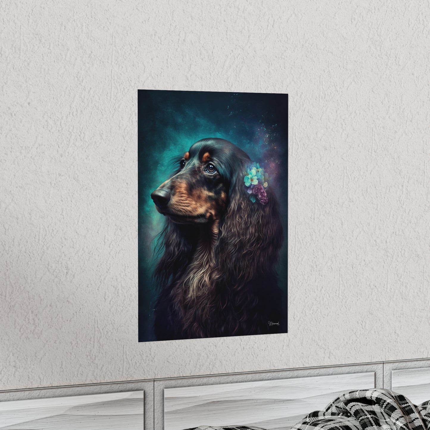 Long Haired Dachshund Dog Premium Matte Vertical Posters