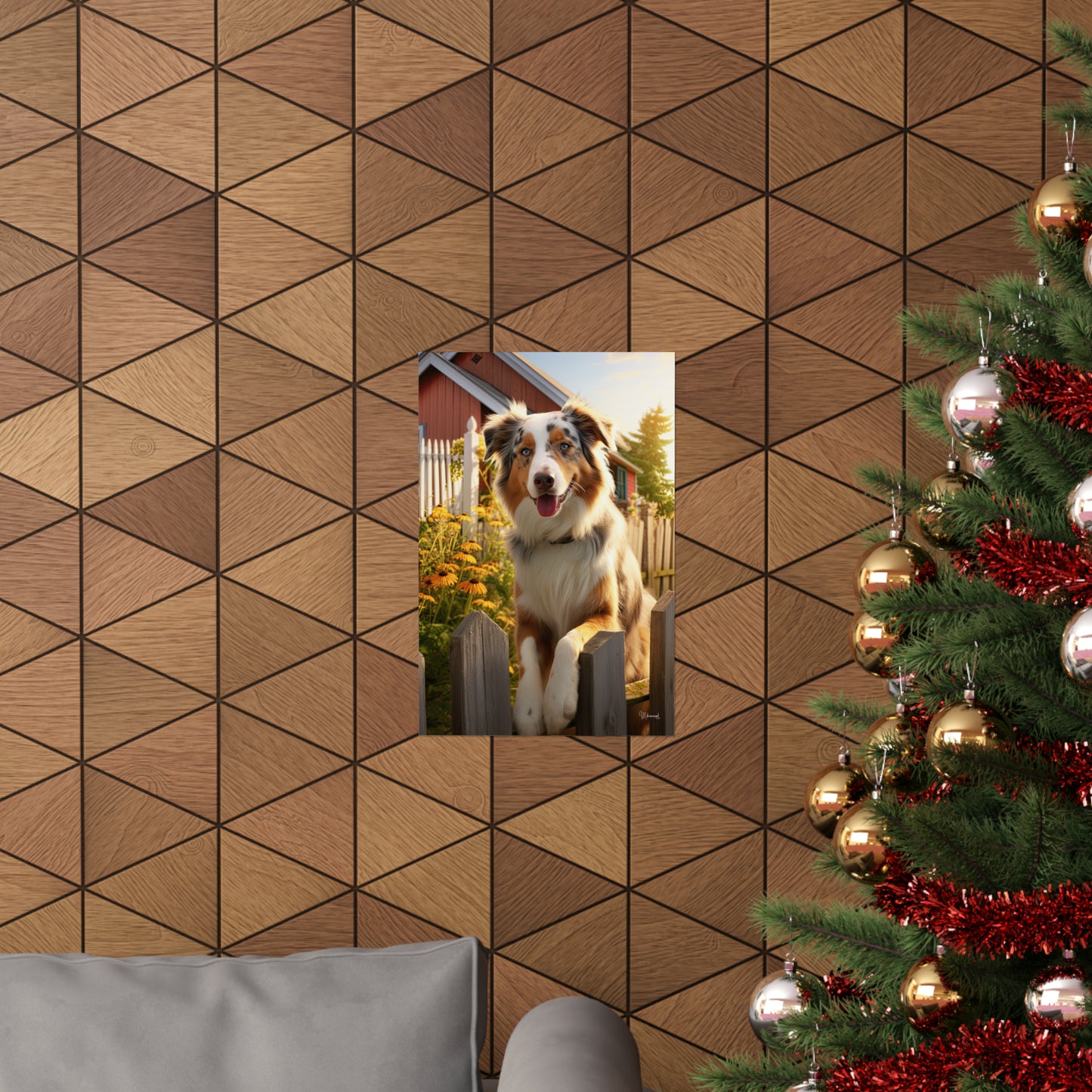 Australian Shepherd on the Farm Premium Matte Vertical Posters