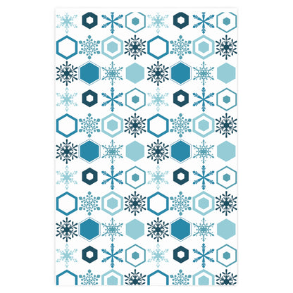 Blue Geometric Snowflake Wrapping Paper