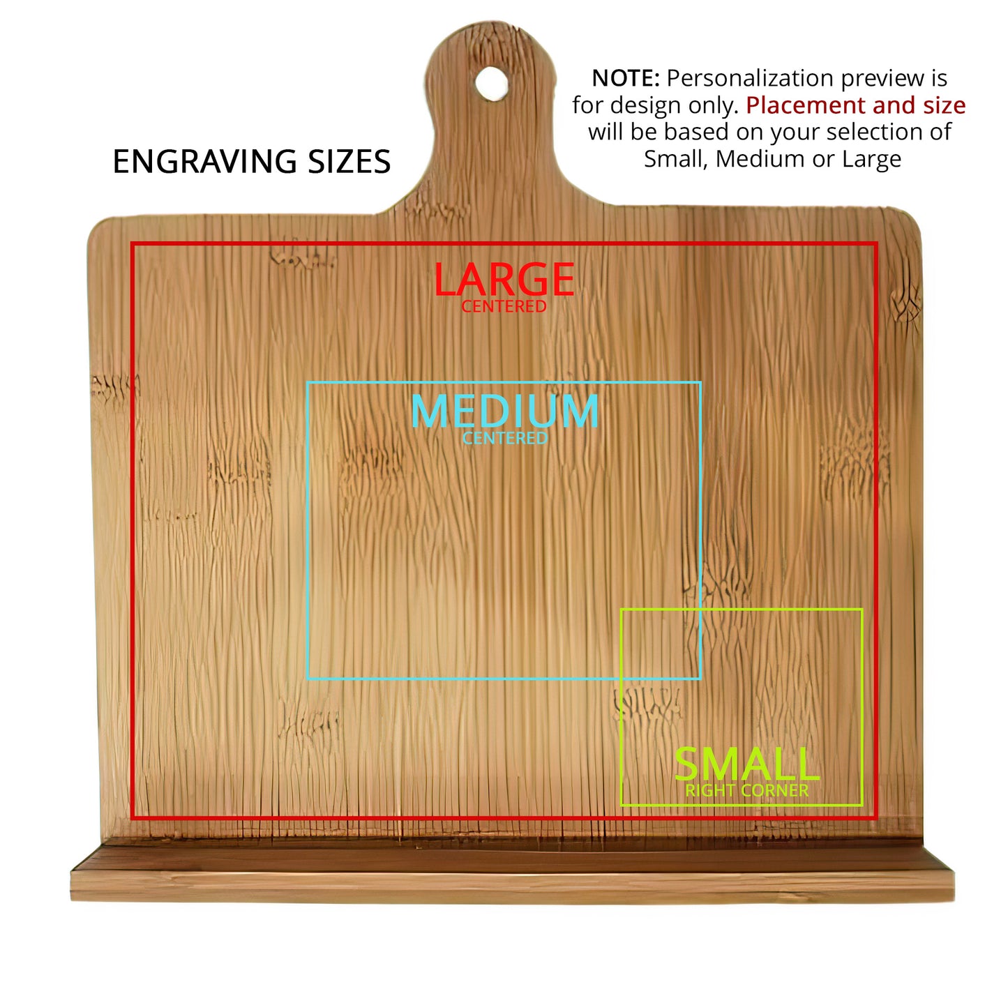 10 1/4" x 10 1/2" Personalized Laser Engraved Bamboo Standing Chef's Easel Cutting Board