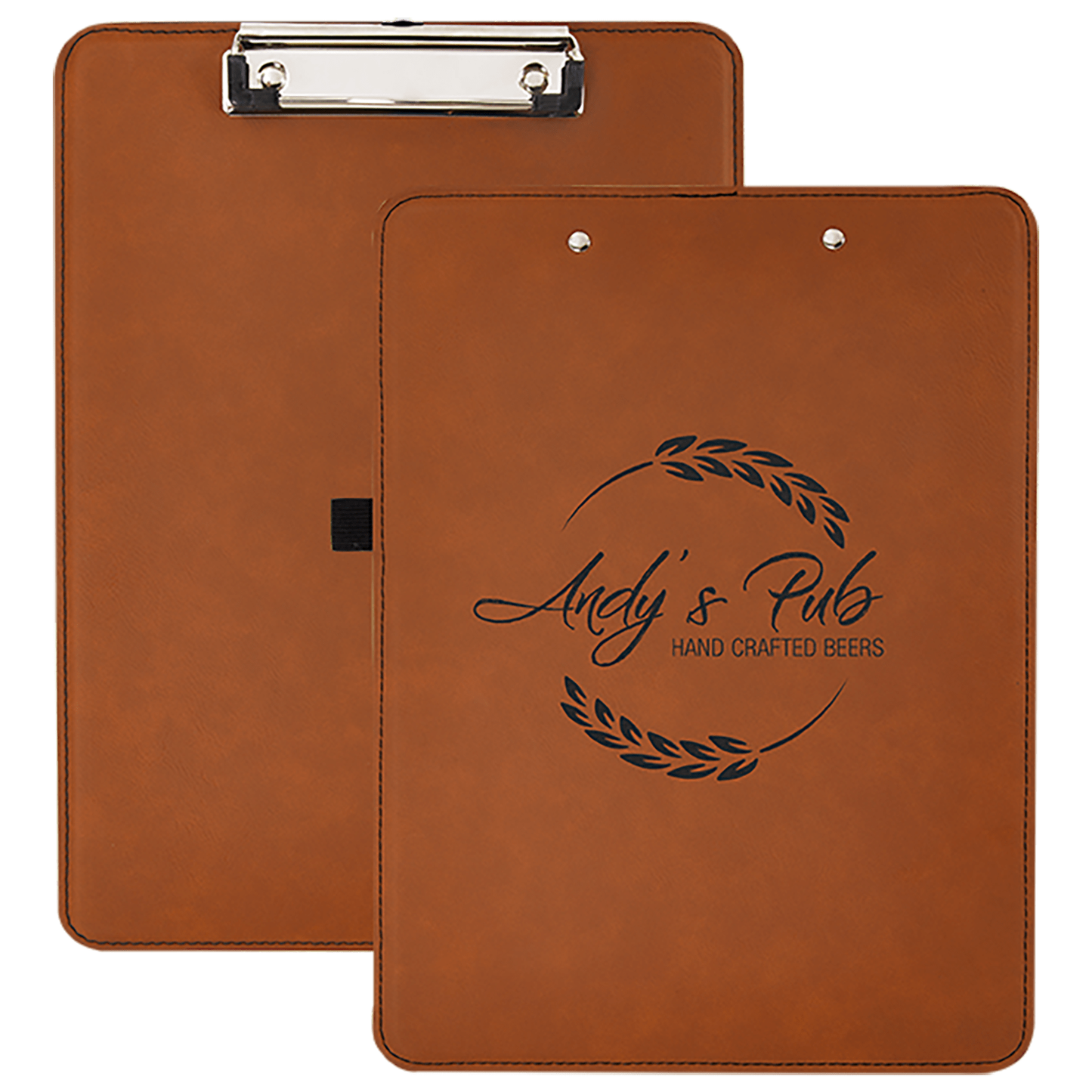 Personalized Laser Engraved 9" x 12 1/2" Rawhide Leatherette Clipboard