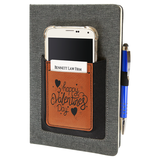 Personalized Laser Engraved Leatherette Journal with Cell/Card Slot