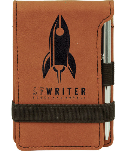 Personalized Laser Engraved Leatherette Mini Notepad with Pen